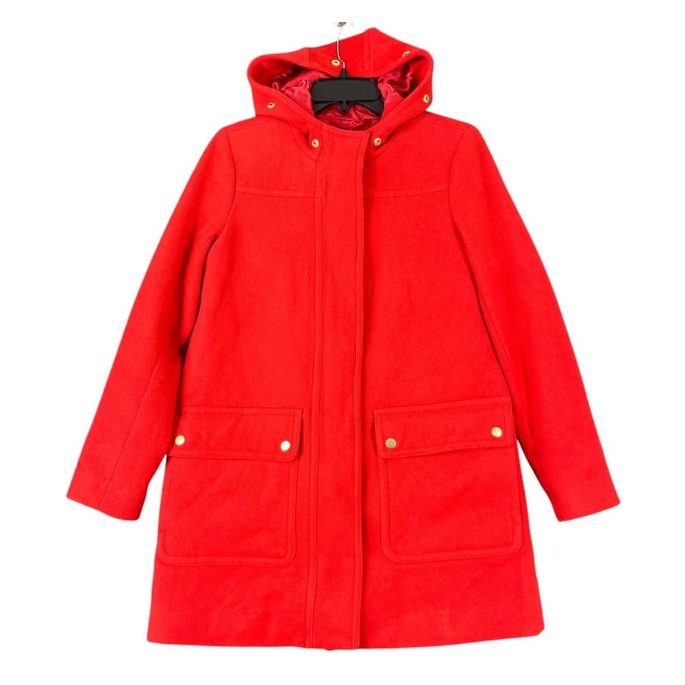 J Crew wool coat 2 hooded winter classic quiet luxury chic indie‎ coldweather - Picture 2 of 10